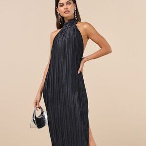 Lulu's Gwenny Halter Maxi Dress Navy